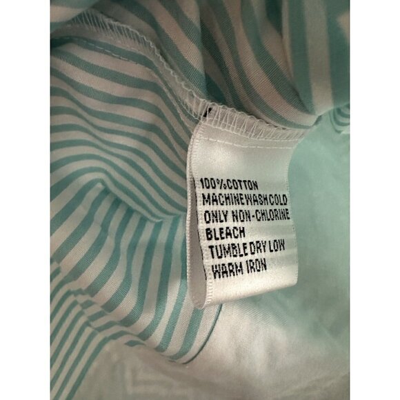TALBOTS Womens Size 4 Vintage Striped Blouse Dress Shirt White Aqua Chevron New - Picture 8 of 8